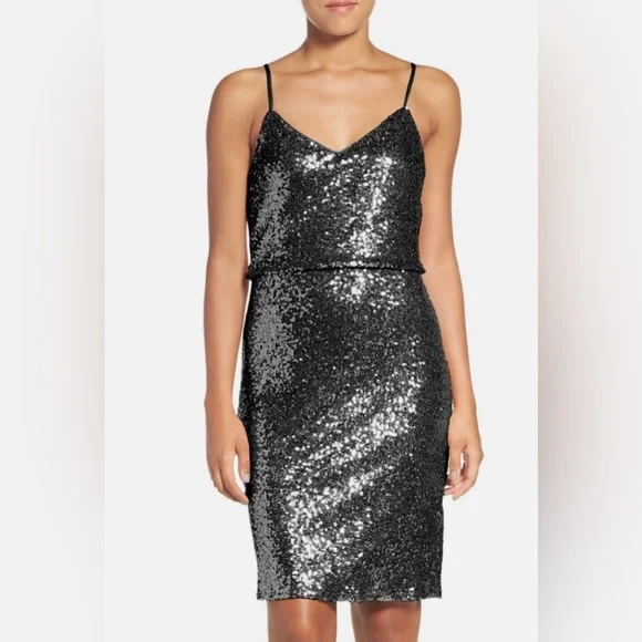 jenny yoo sequin dress JENNY YOO 'JULES' SEQUIN BLOUSON DETACHABLE BACK COWL GOWN DRESS sz 2
